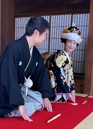 中村公園前撮り　桜ロケ　黒引き　角隠し